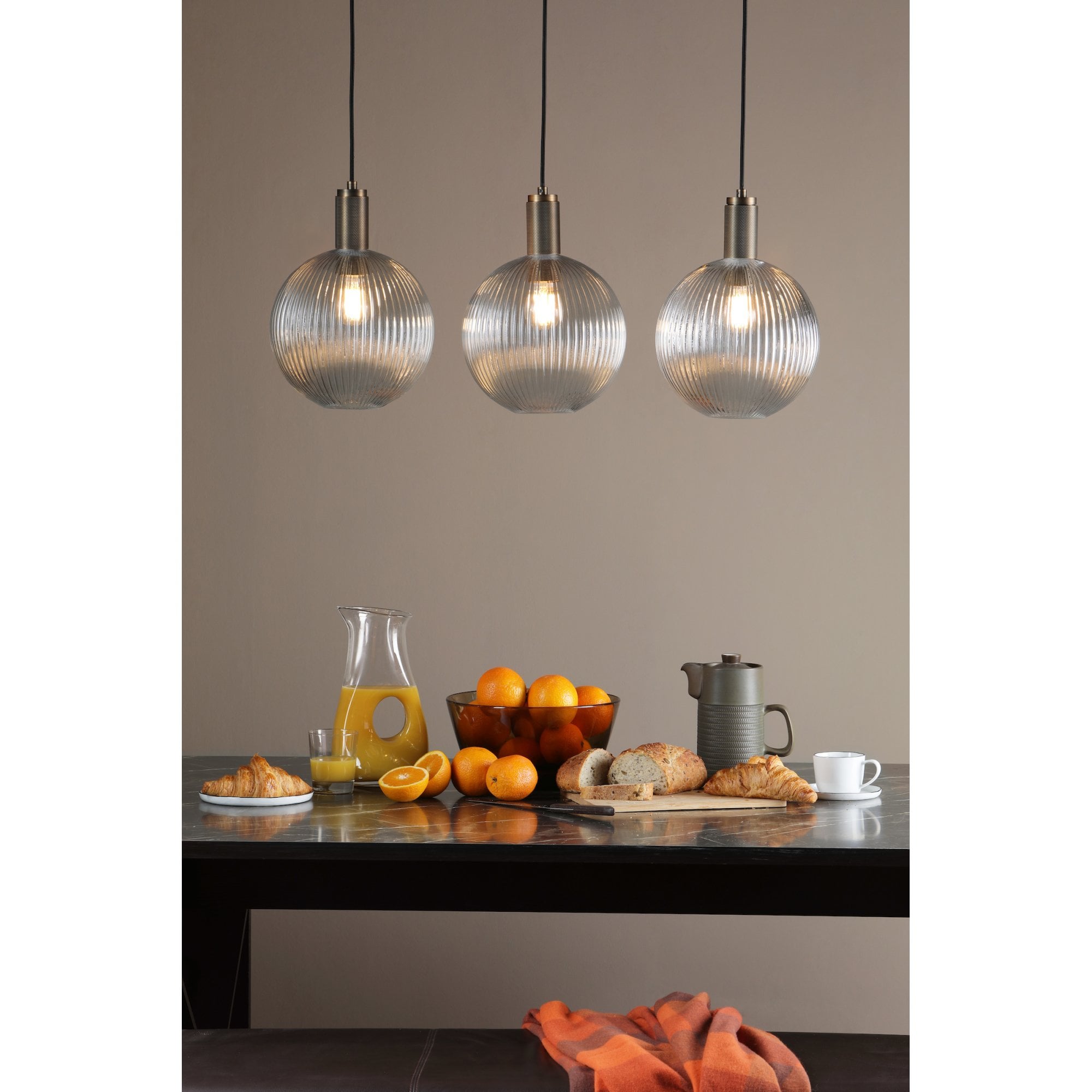Nikolas Classic Ceiling Pendant Light In Natural Solid Brass With Round Glass NIK0140-E02