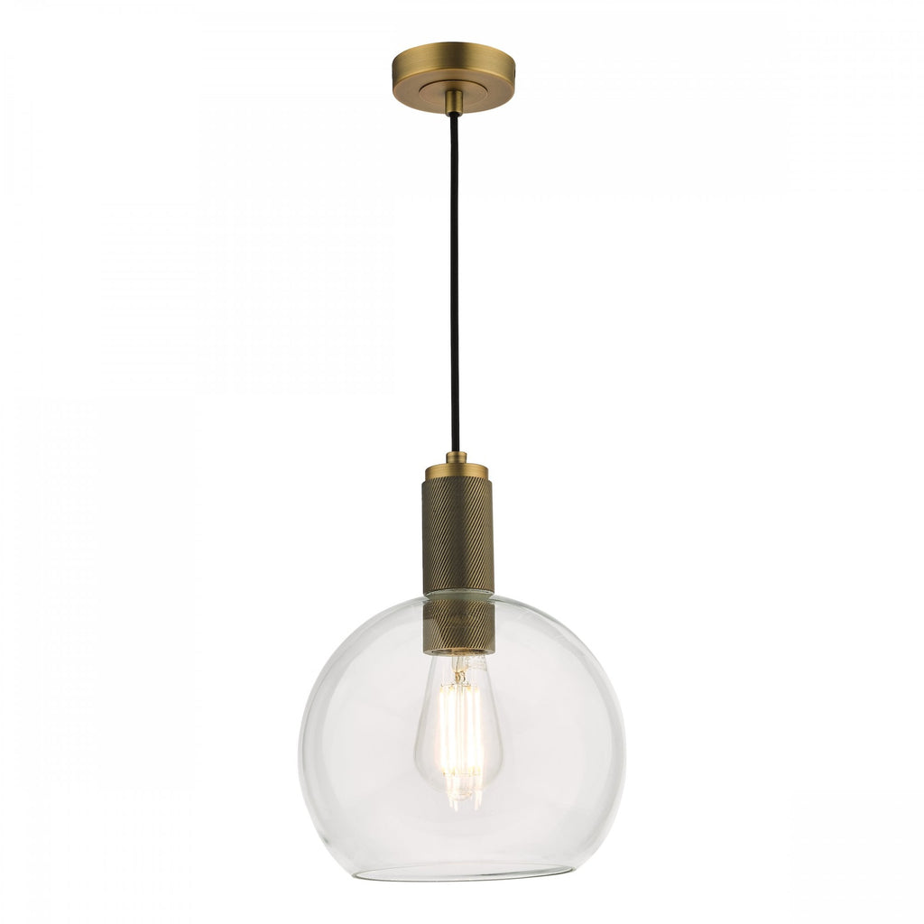 Nikolas Classic Ceiling Pendant Light In Natural Solid Brass With Clear Glass NIK0140-E03