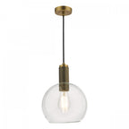 Nikolas Classic Ceiling Pendant Light In Natural Solid Brass With Clear Glass NIK0140-E03