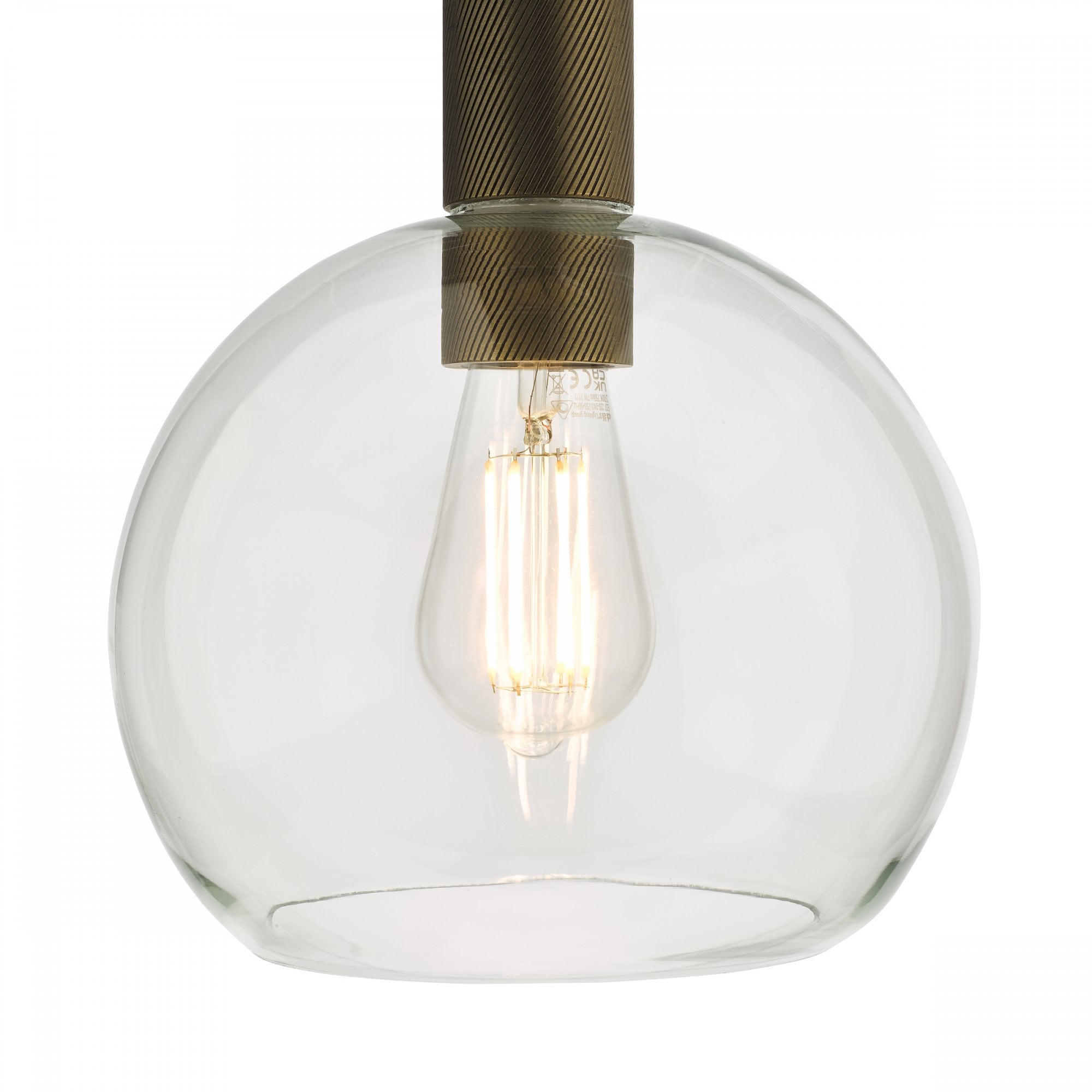 Nikolas Classic Ceiling Pendant Light In Natural Solid Brass With Clear Glass NIK0140-E03