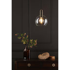 Nikolas Classic Ceiling Pendant Light In Natural Solid Brass With Clear Glass NIK0140-E03