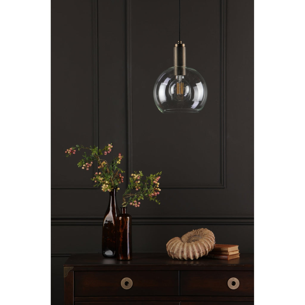 Nikolas Classic Ceiling Pendant Light In Natural Solid Brass With Clear Glass NIK0140-E03