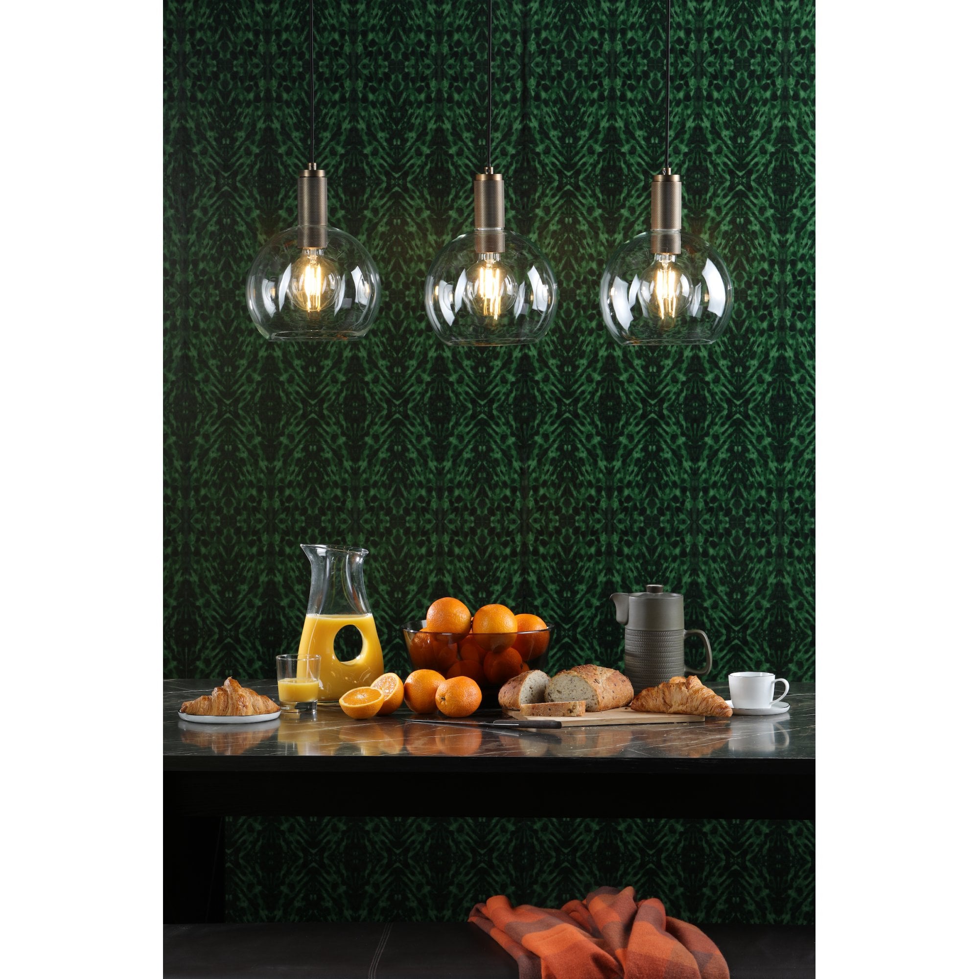 Nikolas Classic Ceiling Pendant Light In Natural Solid Brass With Clear Glass NIK0140-E03