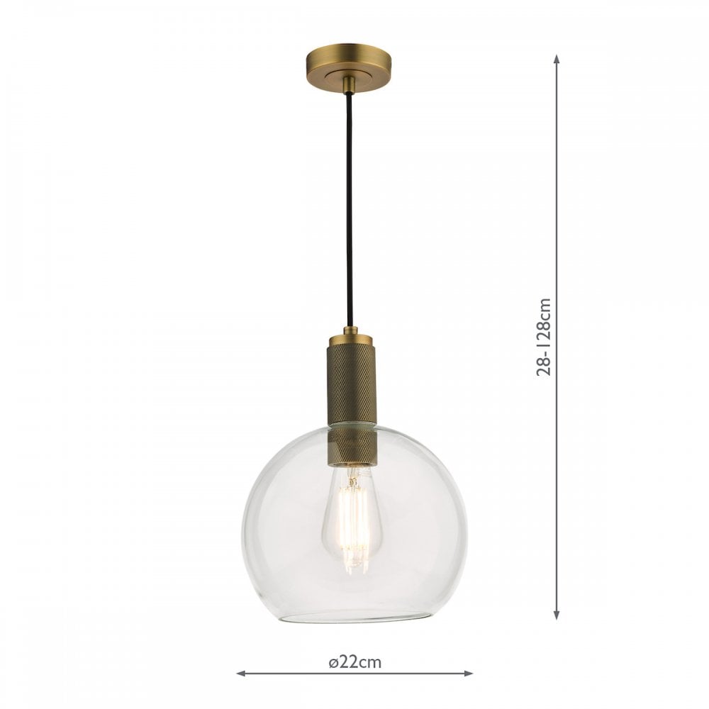 Nikolas Classic Ceiling Pendant Light In Natural Solid Brass With Clear Glass NIK0140-E03
