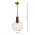 Nikolas Classic Ceiling Pendant Light In Natural Solid Brass With Clear Glass NIK0140-E03