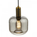 Nikolas Classic Ceiling Pendant Light In Natural Solid Brass With Smoked Glass NIK0140-E05