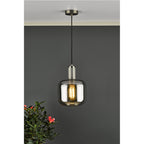 Nikolas Classic Ceiling Pendant Light In Natural Solid Brass With Smoked Glass NIK0140-E05