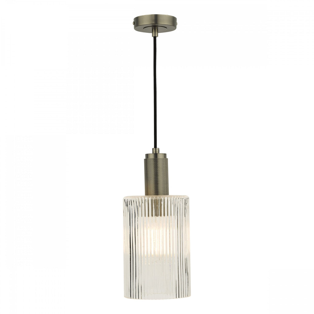 Nikolas Classic Ceiling Pendant Light In Antique Chrome With Cylinder Glass NIK0167-E01