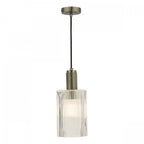 Nikolas Classic Ceiling Pendant Light In Antique Chrome With Cylinder Glass NIK0167-E01