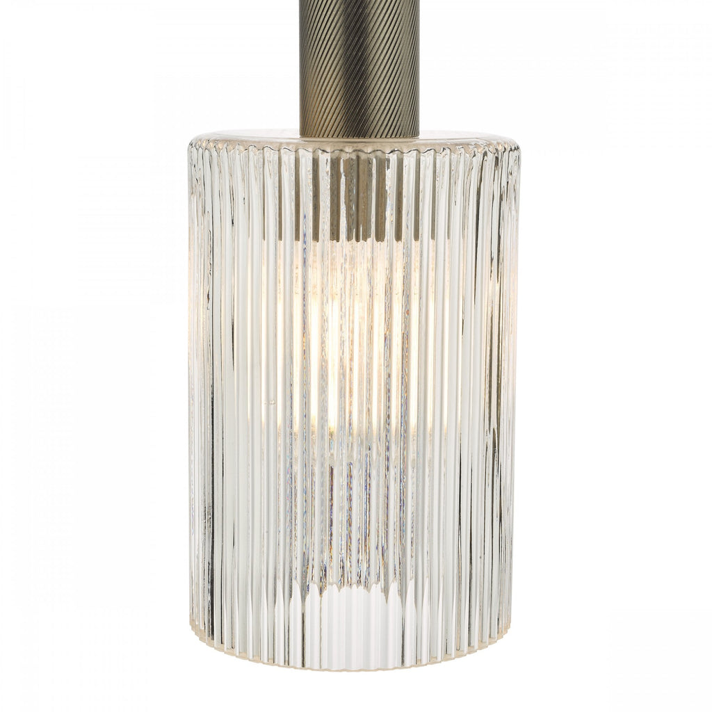 Nikolas Classic Ceiling Pendant Light In Antique Chrome With Cylinder Glass NIK0167-E01