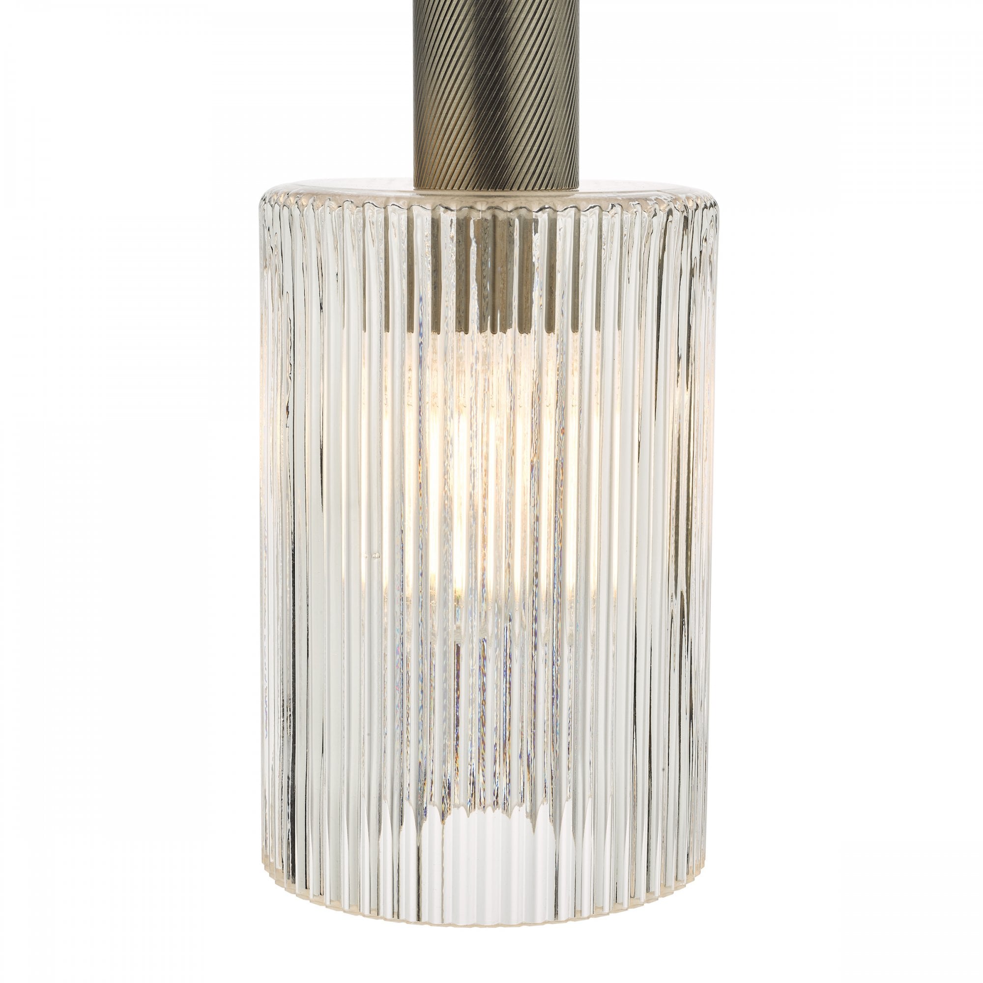 Nikolas Classic Ceiling Pendant Light In Antique Chrome With Cylinder Glass NIK0167-E01