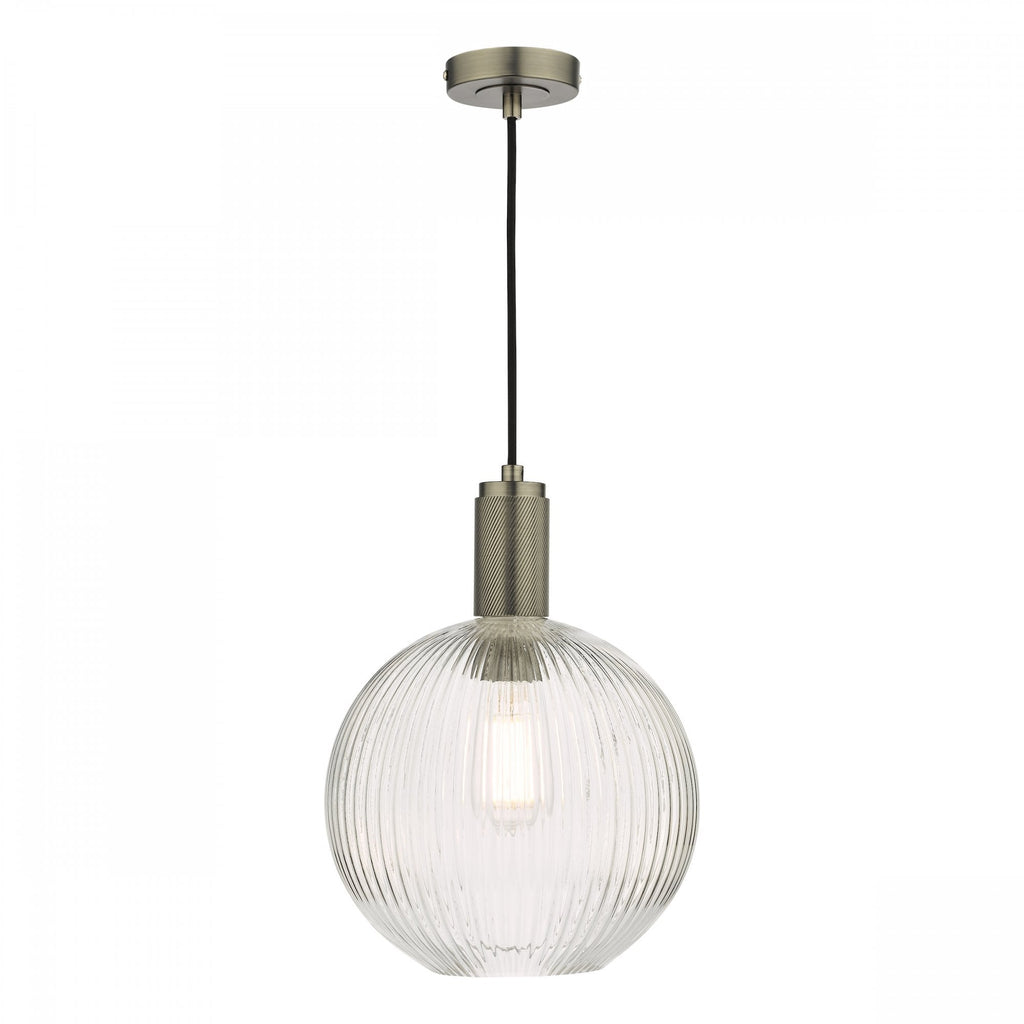 Nikolas Classic Ceiling Pendant Light In Antique ChromeWith Round Glass NIK0167-E02