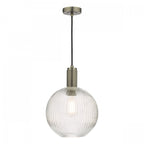 Nikolas Classic Ceiling Pendant Light In Antique ChromeWith Round Glass NIK0167-E02