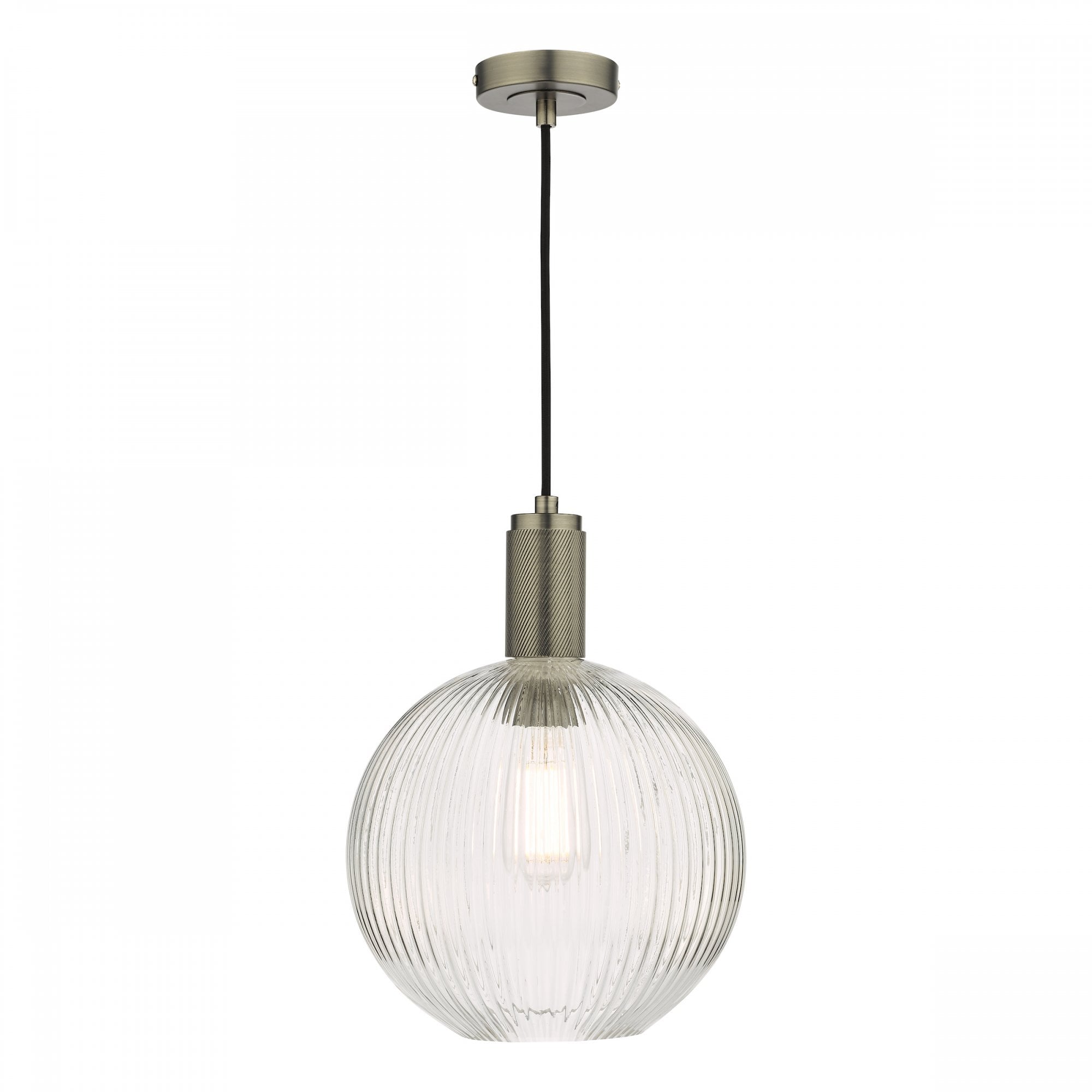 Nikolas Classic Ceiling Pendant Light In Antique ChromeWith Round Glass NIK0167-E02