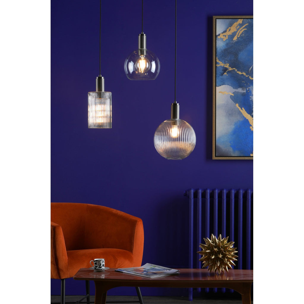Nikolas Classic Ceiling Pendant Light In Antique ChromeWith Round Glass NIK0167-E02