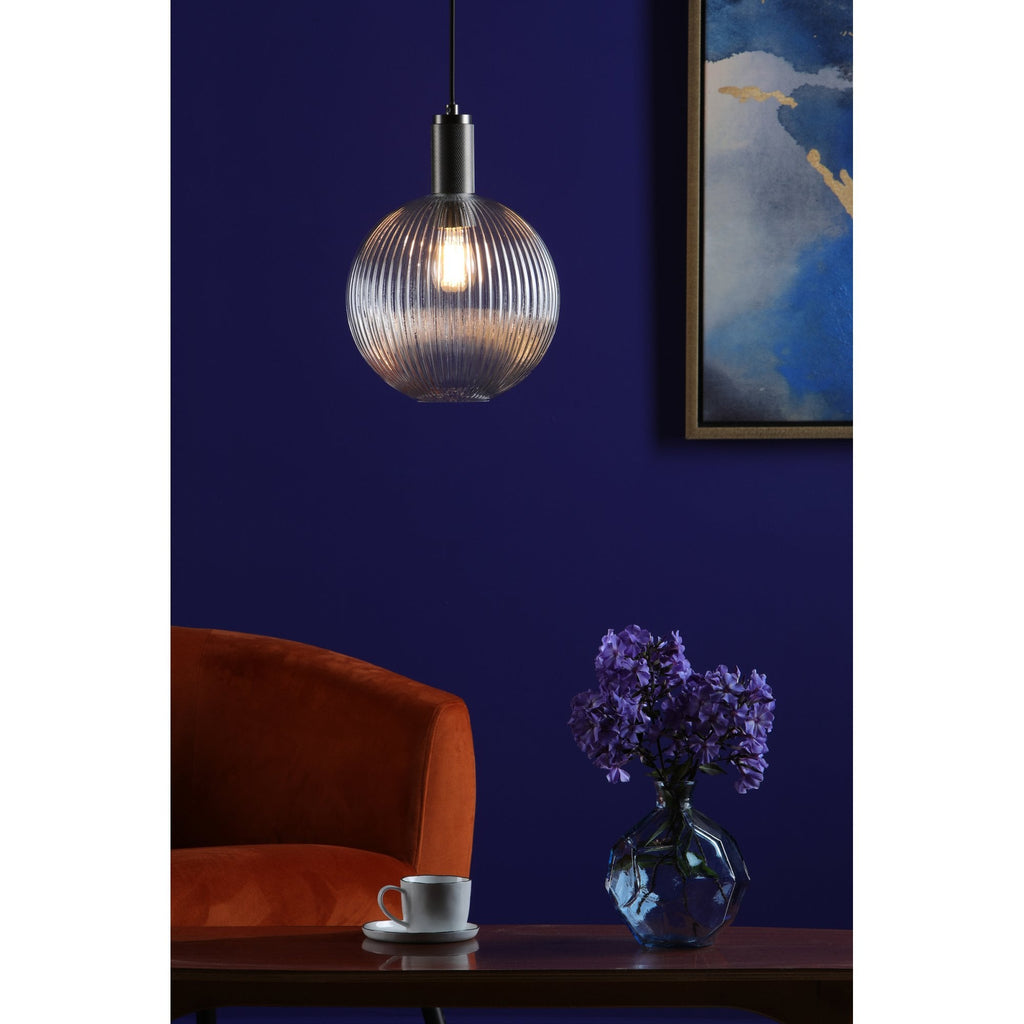 Nikolas Classic Ceiling Pendant Light In Antique ChromeWith Round Glass NIK0167-E02