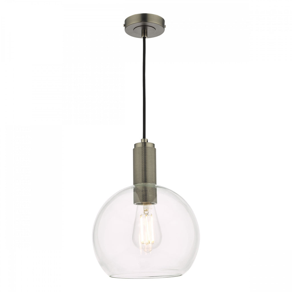 Nikolas Classic Ceiling Pendant In Antique Chrome Finish With Round Clear Glass NIK0167-E03