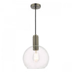 Nikolas Classic Ceiling Pendant In Antique Chrome Finish With Round Clear Glass NIK0167-E03