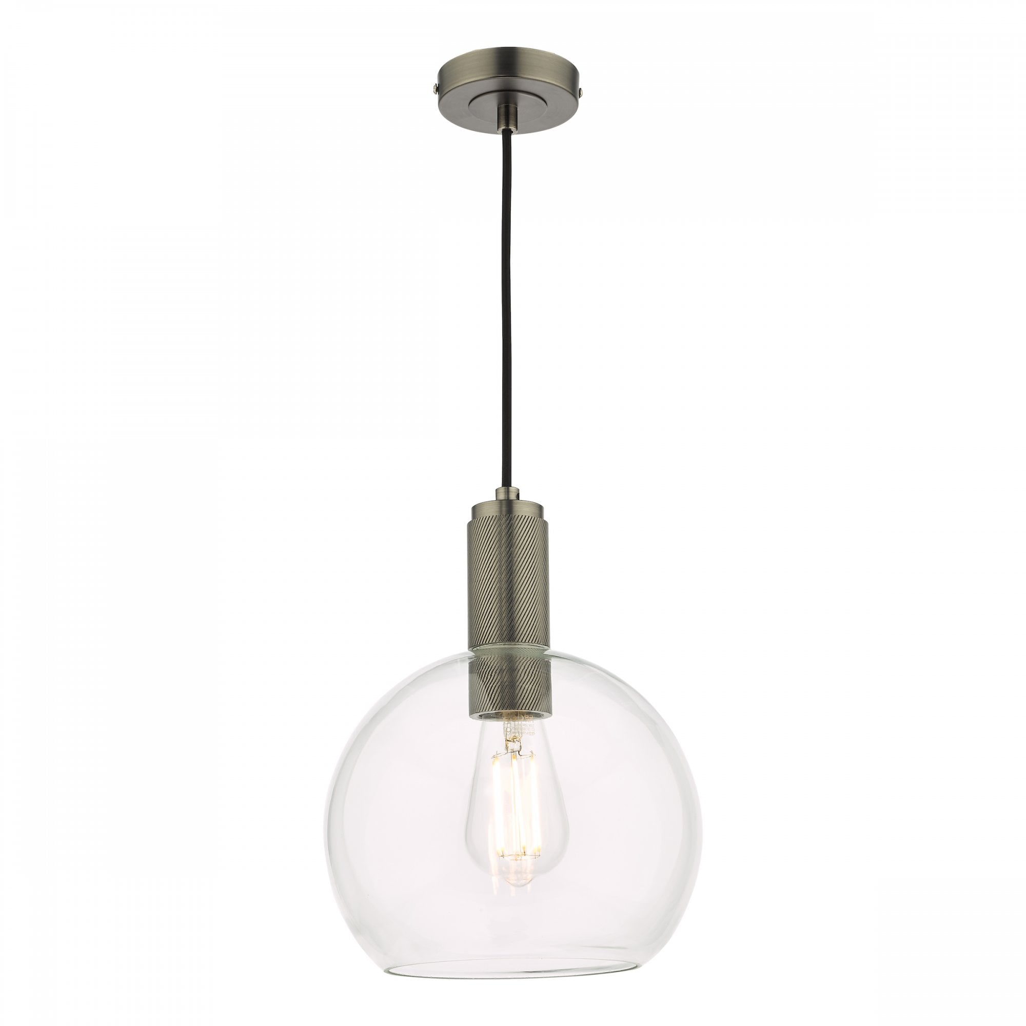 Nikolas Classic Ceiling Pendant In Antique Chrome Finish With Round Clear Glass NIK0167-E03