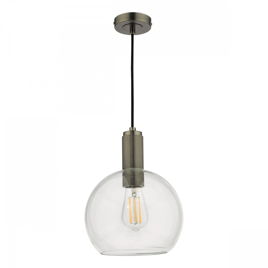 Nikolas Classic Ceiling Pendant In Antique Chrome Finish With Round Clear Glass NIK0167-E03