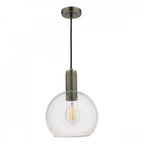 Nikolas Classic Ceiling Pendant In Antique Chrome Finish With Round Clear Glass NIK0167-E03
