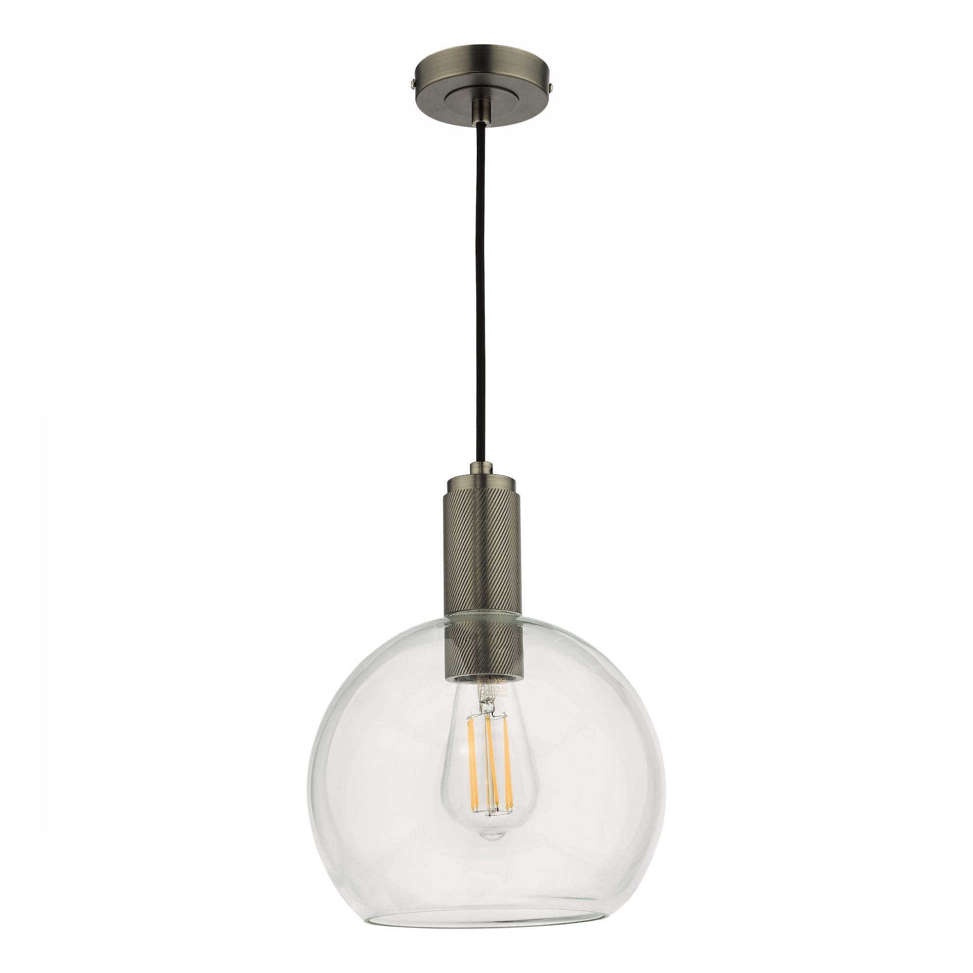 Nikolas Classic Ceiling Pendant In Antique Chrome Finish With Round Clear Glass NIK0167-E03