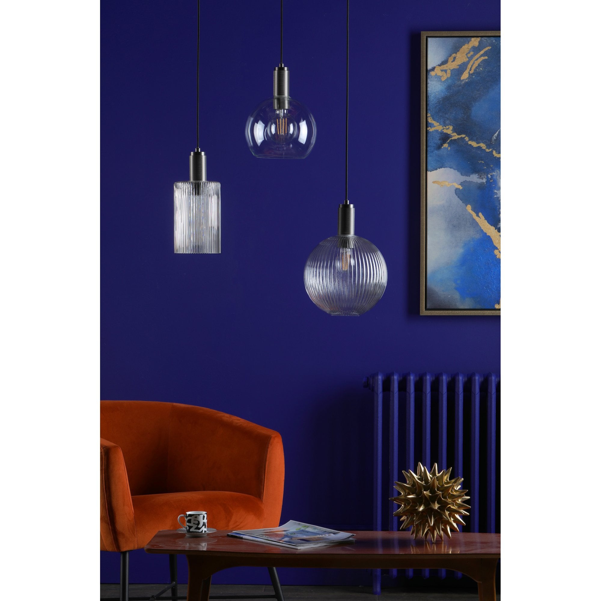 Nikolas Classic Ceiling Pendant In Antique Chrome Finish With Round Clear Glass NIK0167-E03