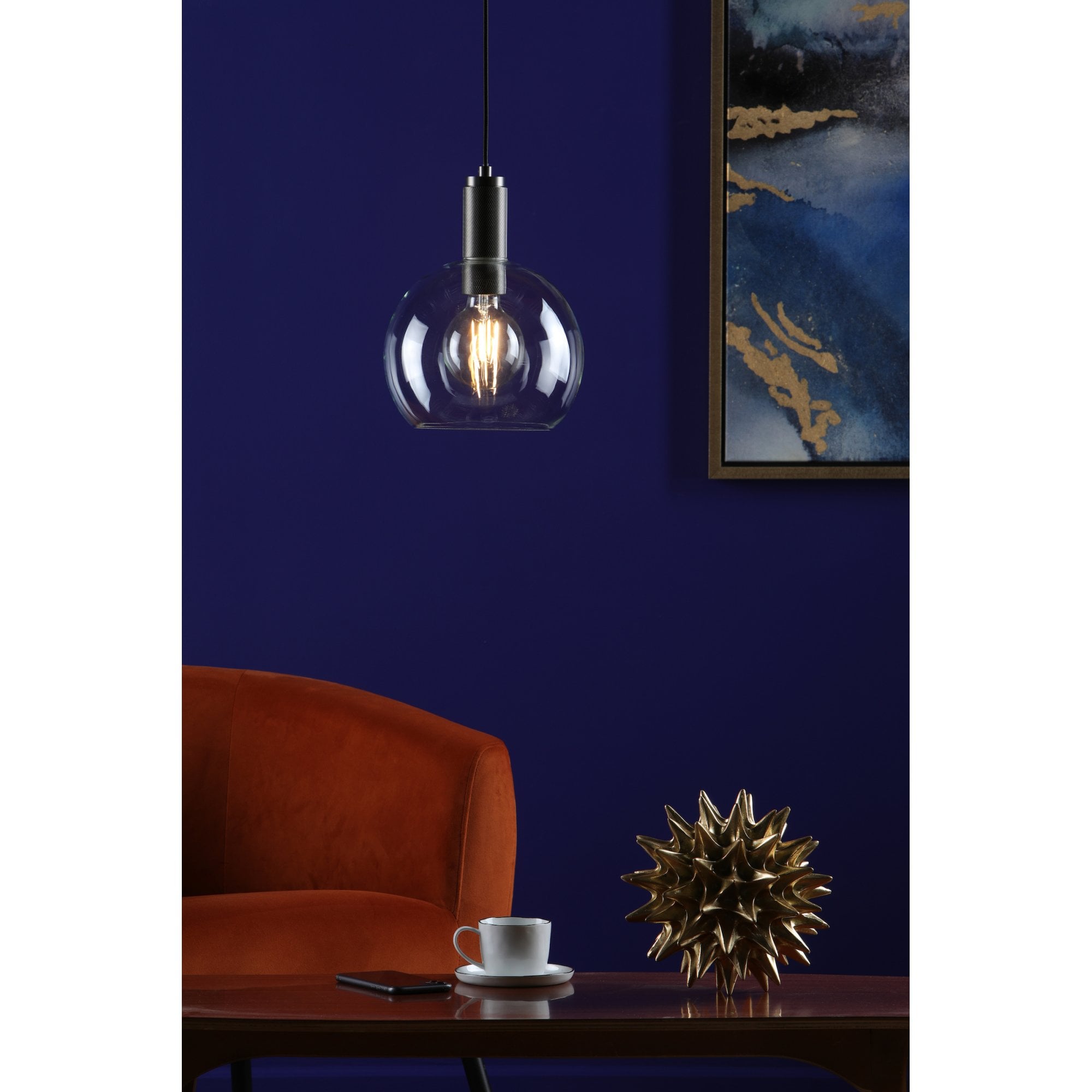 Nikolas Classic Ceiling Pendant In Antique Chrome Finish With Round Clear Glass NIK0167-E03