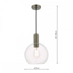 Nikolas Classic Ceiling Pendant In Antique Chrome Finish With Round Clear Glass NIK0167-E03