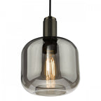 Nikolas Classic Ceiling Pendant In Antique Chrome With Smoked Glass NIK0167-E05