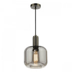 Nikolas Classic Ceiling Pendant In Antique Chrome With Smoked Glass NIK0167-E05