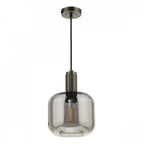 Nikolas Classic Ceiling Pendant In Antique Chrome With Smoked Glass NIK0167-E05