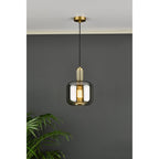 Nikolas Classic Ceiling Pendant In Antique Chrome With Smoked Glass NIK0167-E05