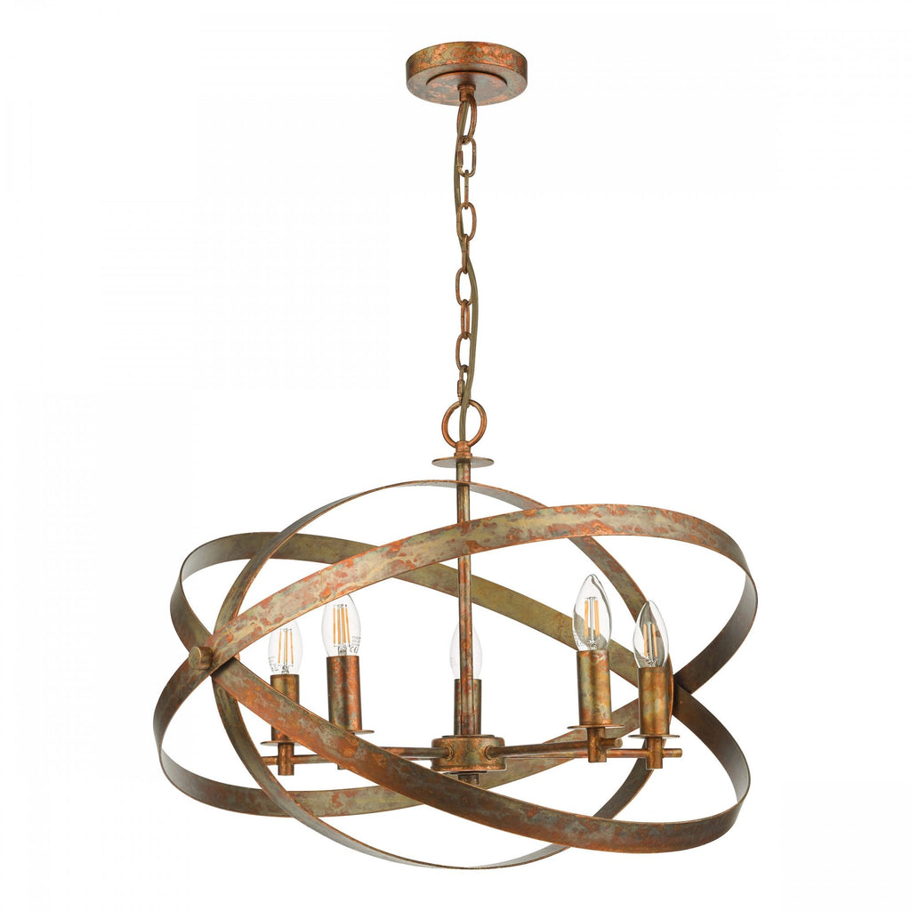 Nitya 5 Light Ceiling Pendant Light In Mottled Copper Finish NIT0564