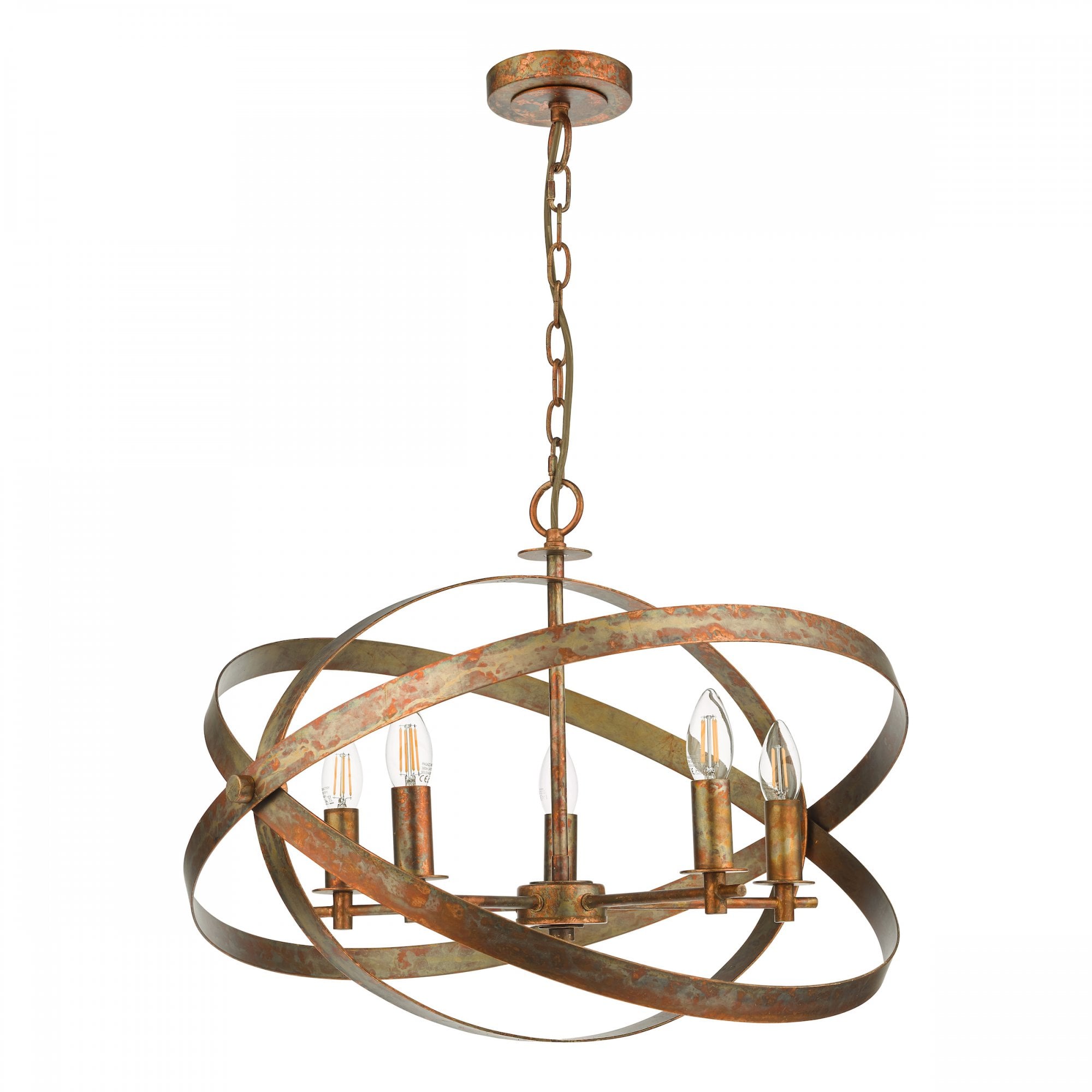 Nitya 5 Light Ceiling Pendant Light In Mottled Copper Finish NIT0564