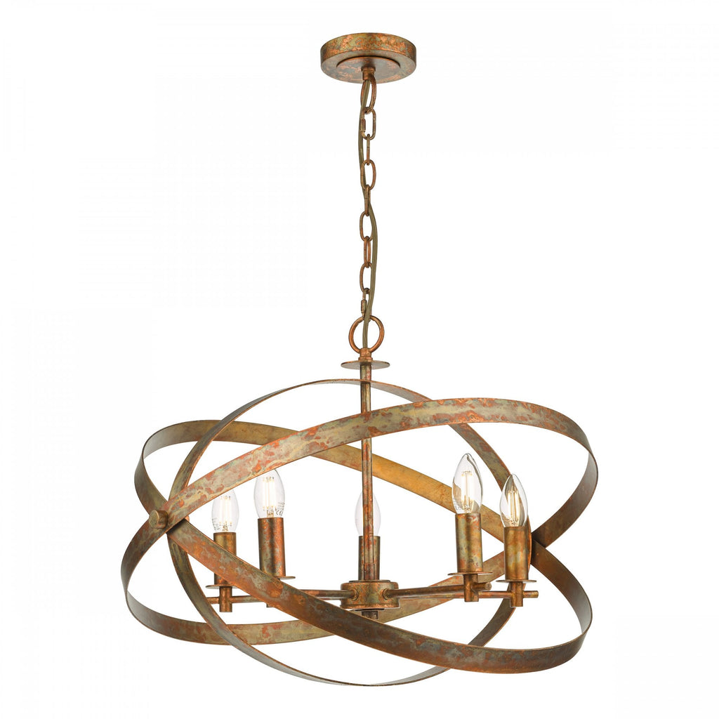Nitya 5 Light Ceiling Pendant Light In Mottled Copper Finish NIT0564