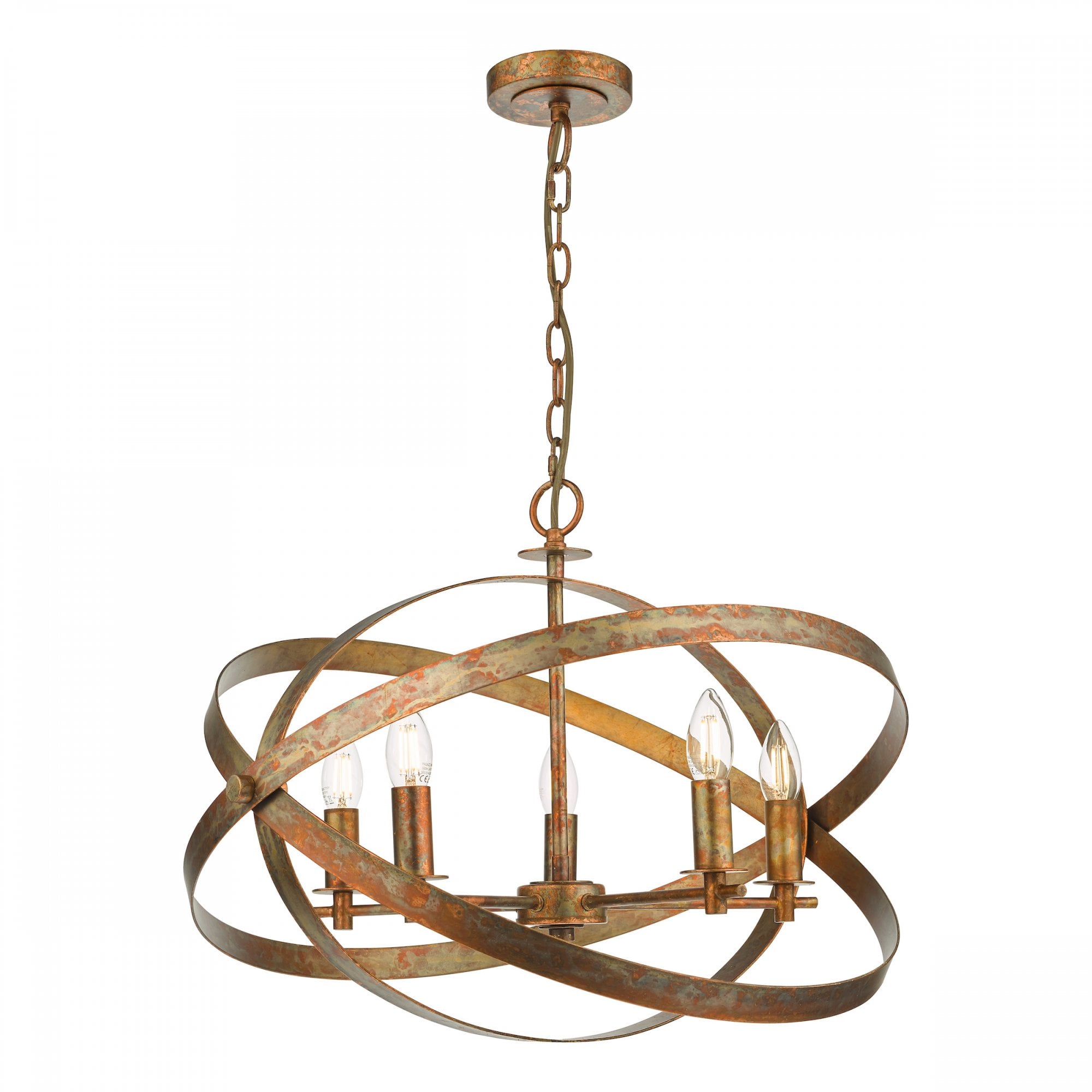 Nitya 5 Light Ceiling Pendant Light In Mottled Copper Finish NIT0564
