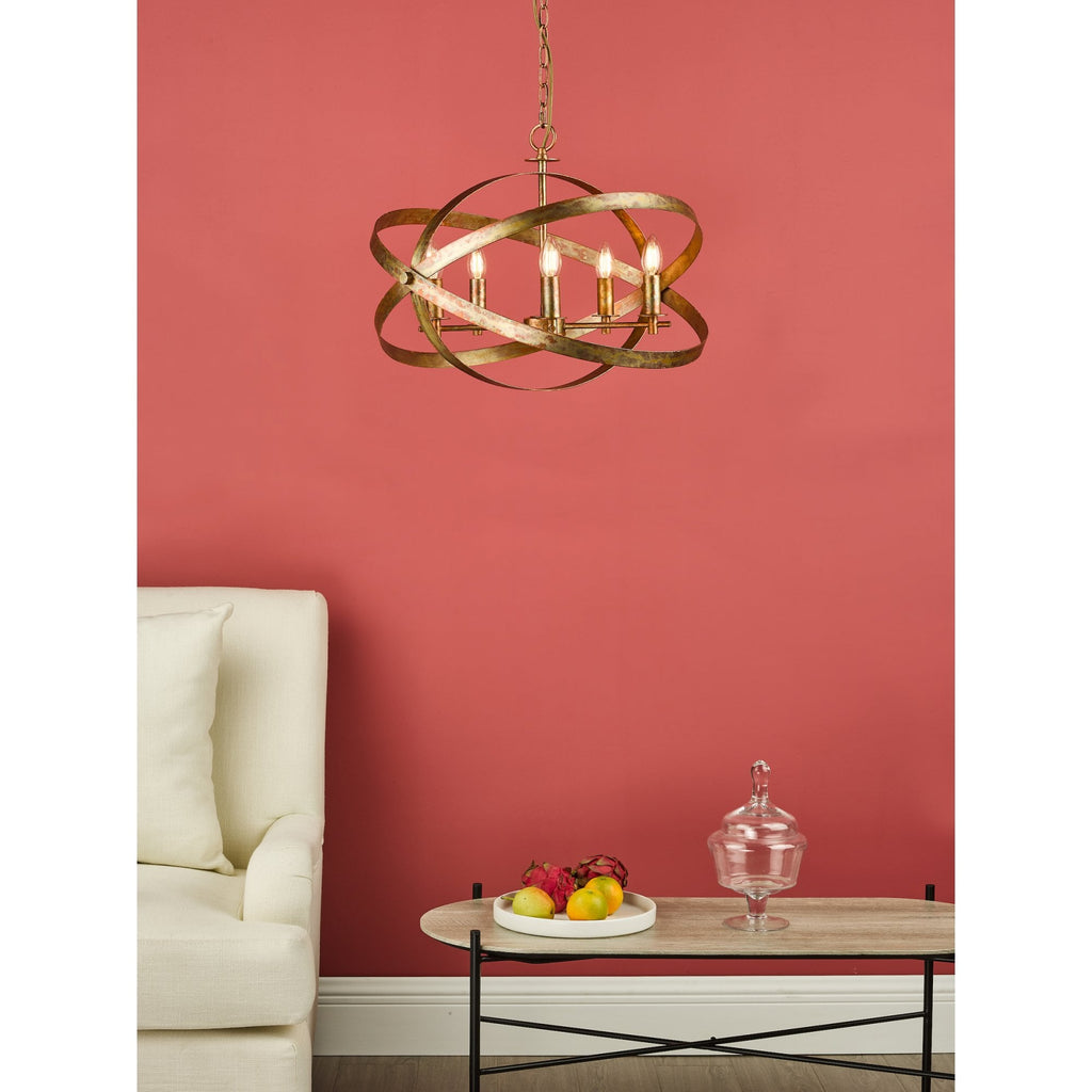 Nitya 5 Light Ceiling Pendant Light In Mottled Copper Finish NIT0564