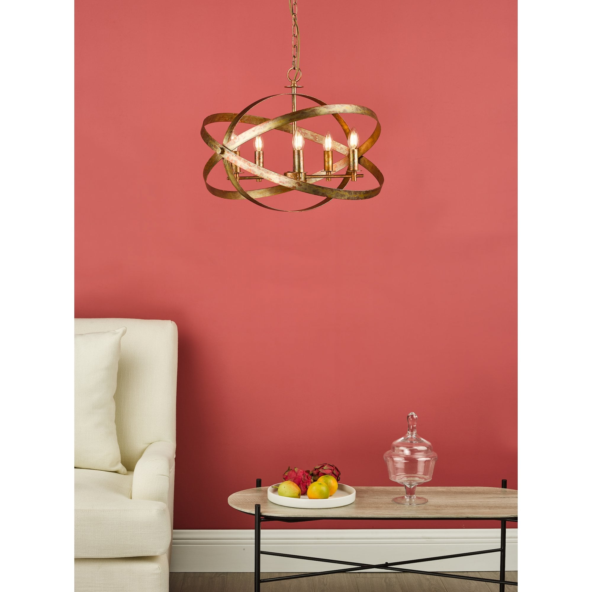 Nitya 5 Light Ceiling Pendant Light In Mottled Copper Finish NIT0564