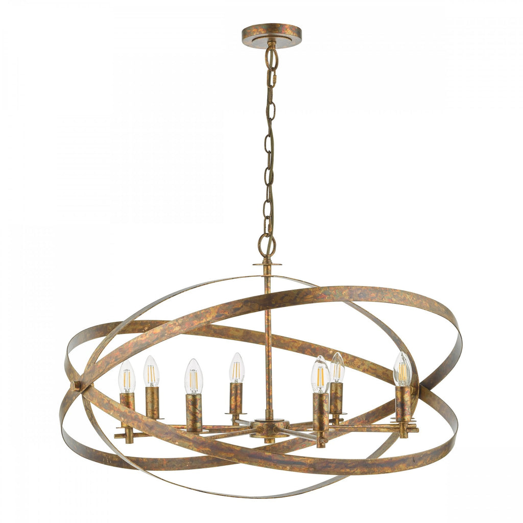 Nitya Stylish 8 Light Ceiling Pendant Light In Mottled Copper Finish NIT0864