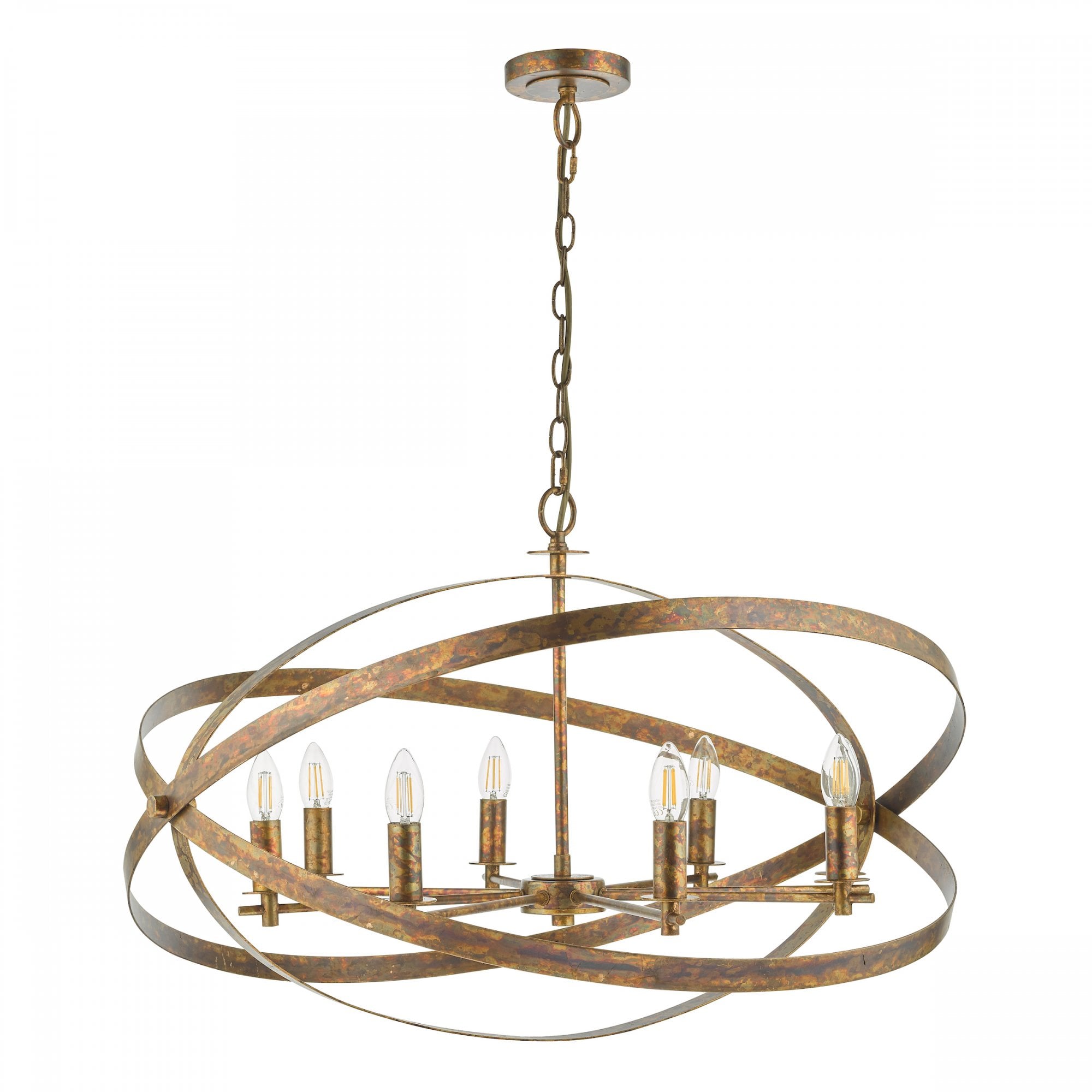 Nitya Stylish 8 Light Ceiling Pendant Light In Mottled Copper Finish NIT0864