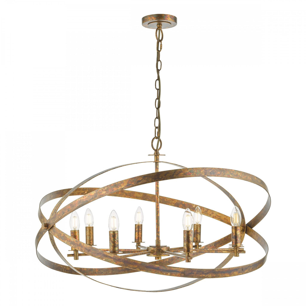 Nitya Stylish 8 Light Ceiling Pendant Light In Mottled Copper Finish NIT0864