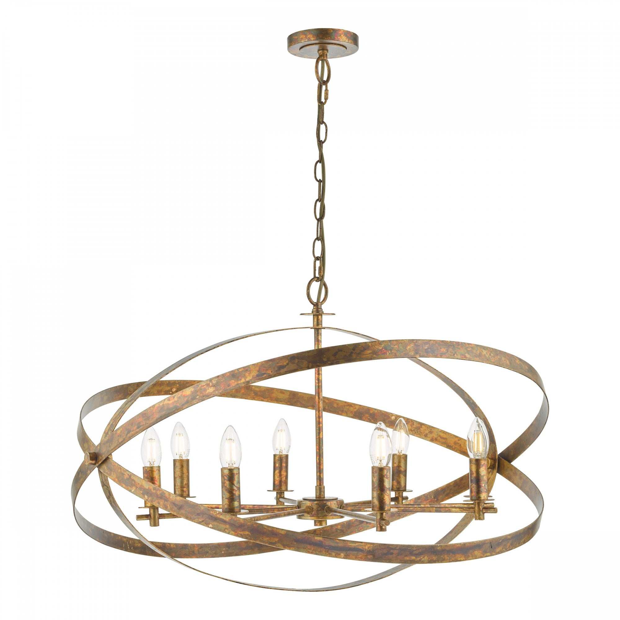 Nitya Stylish 8 Light Ceiling Pendant Light In Mottled Copper Finish NIT0864
