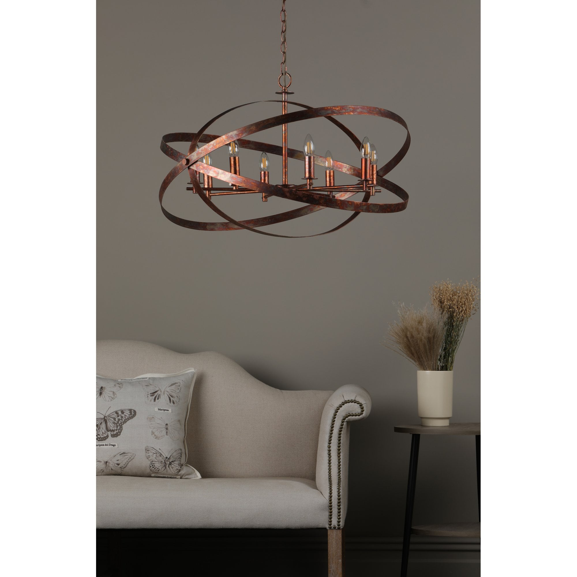 Nitya Stylish 8 Light Ceiling Pendant Light In Mottled Copper Finish NIT0864