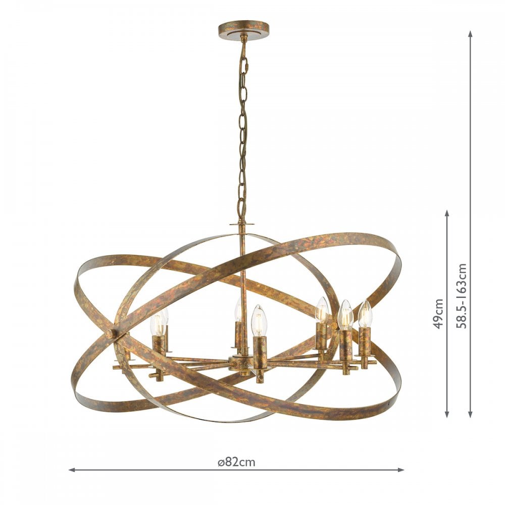 Nitya Stylish 8 Light Ceiling Pendant Light In Mottled Copper Finish NIT0864