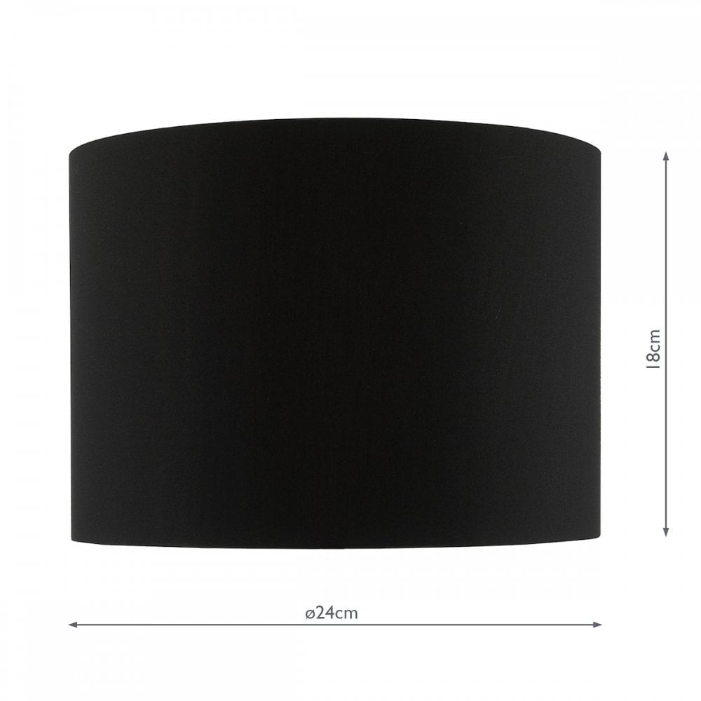 Roja Drum Shade In Black Cotton Finish 24cm ROJ1022