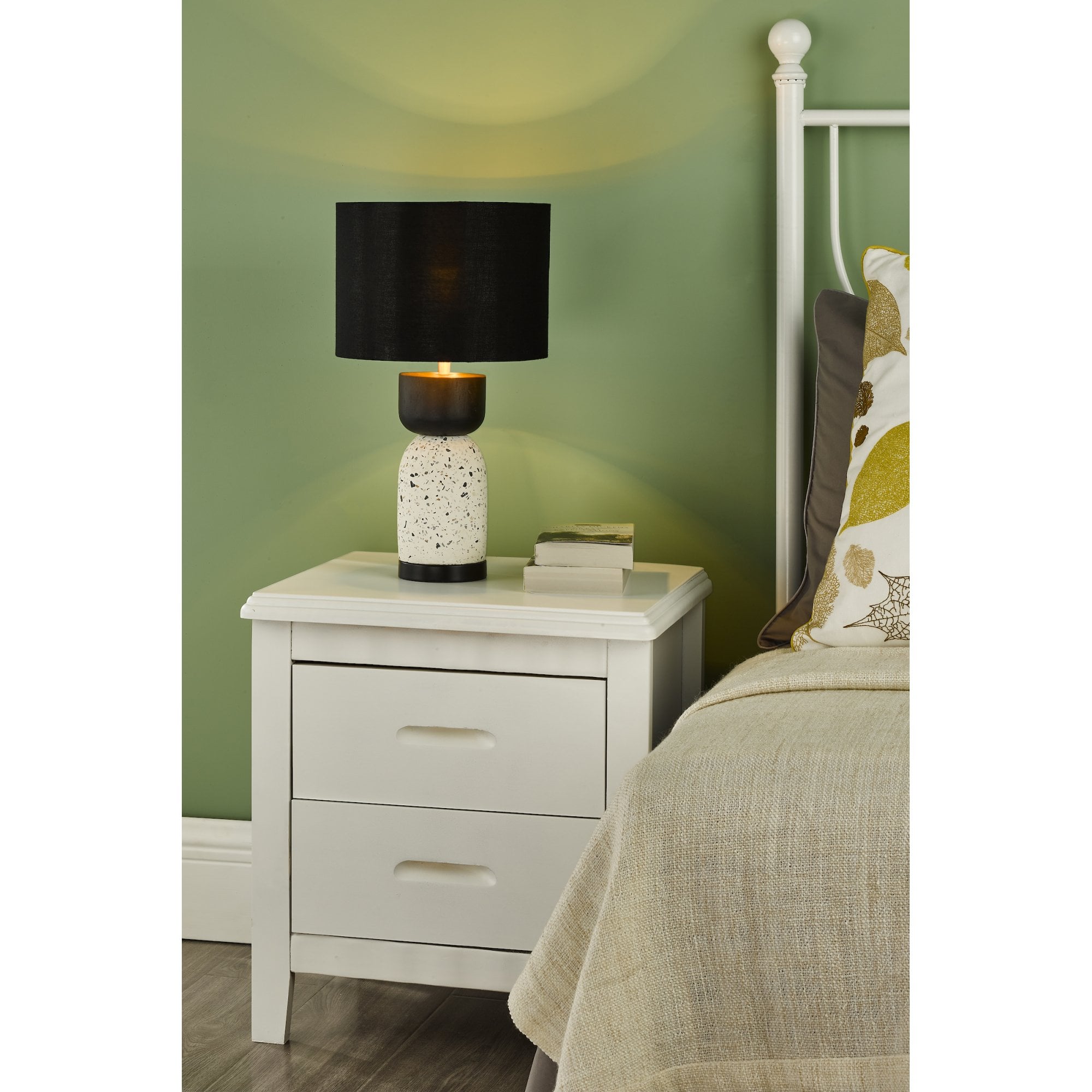 Roja Contemporary Table Lamp With Terrazzo Effect With Black Shade ROJ4255