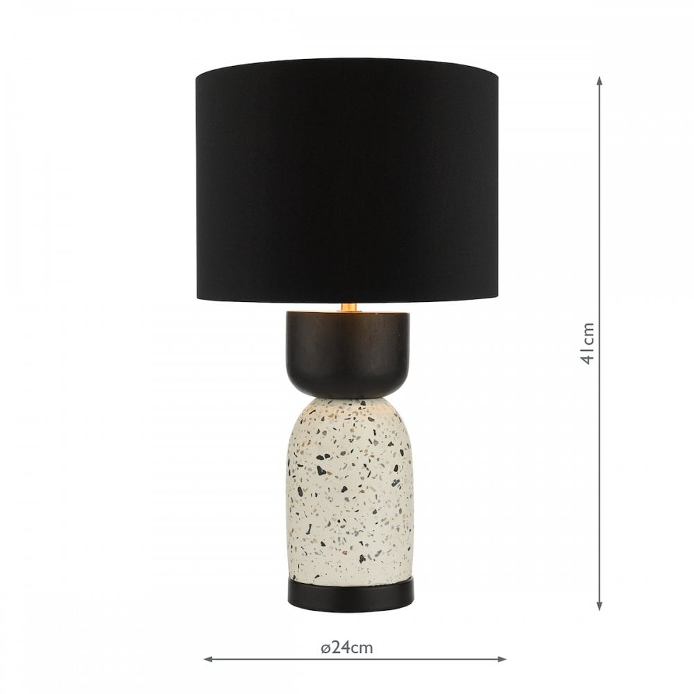 Roja Contemporary Table Lamp With Terrazzo Effect With Black Shade ROJ4255