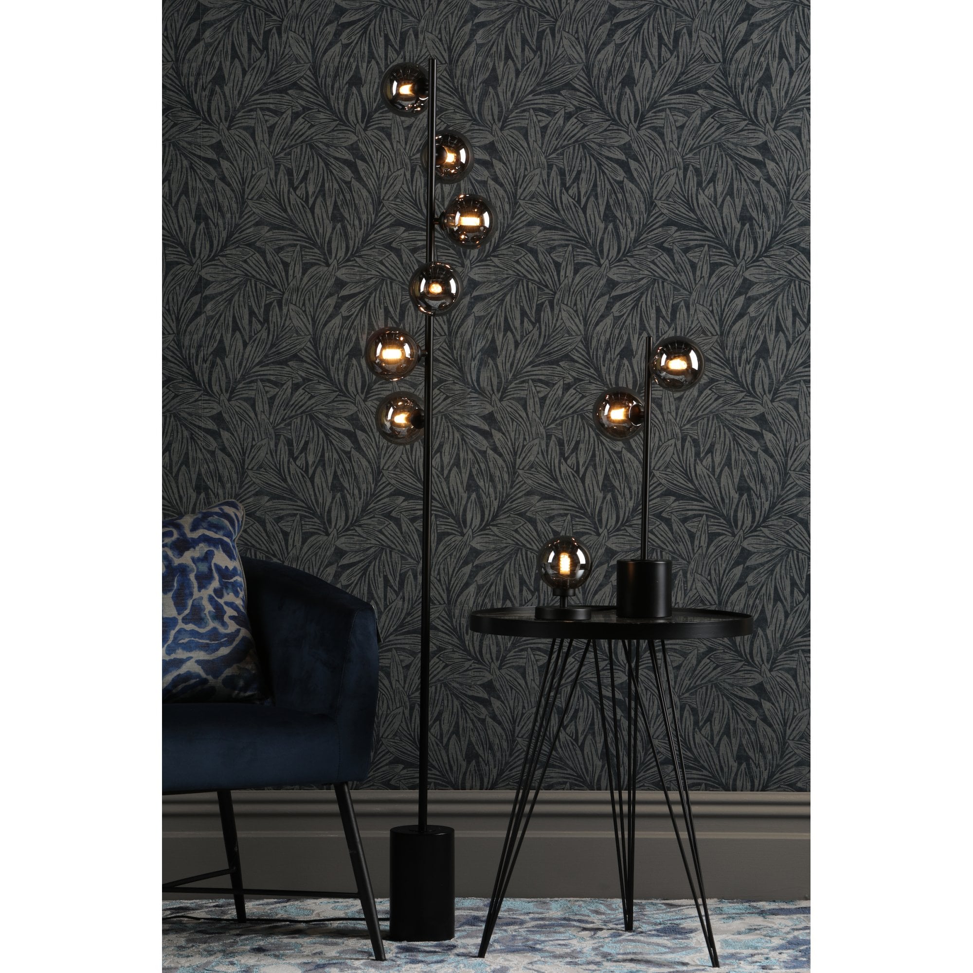 Spiral Modern 2 Light Table Lamp In Matt Black Finish With Smoked Glass SPI4222-01