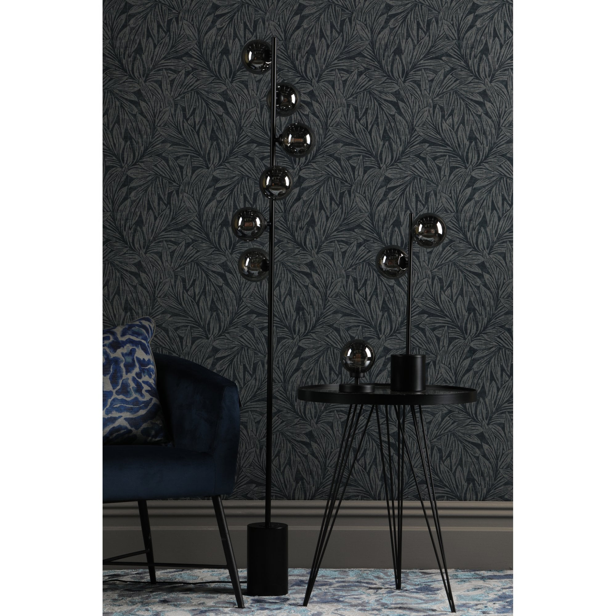 Spiral Modern 2 Light Table Lamp In Matt Black Finish With Smoked Glass SPI4222-01